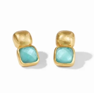 Julie Vos Accessories | Earrings | The Catalina Crystal Earring in Iridescent Bahamian Blue
