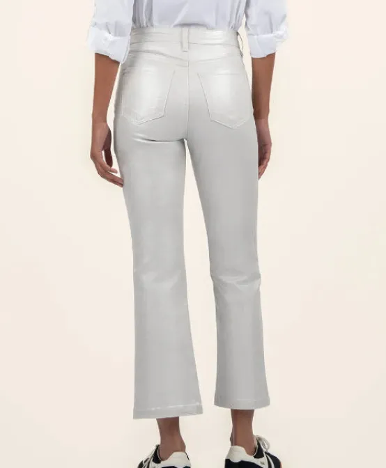 KUT Jeans | The Coated Crop Flare in Light Silver