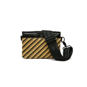 Think Royln Cross-Bodies | The Crossbody Bum Bag in Dune Raffia Diagonal Stripe