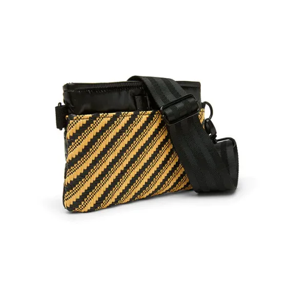 Think Royln Cross-Bodies | The Crossbody Bum Bag in Dune Raffia Diagonal Stripe