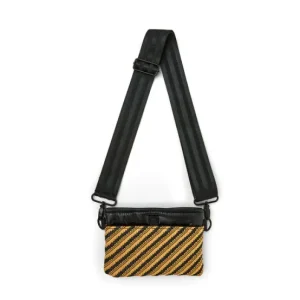 Think Royln Cross-Bodies | The Crossbody Bum Bag in Dune Raffia Diagonal Stripe
