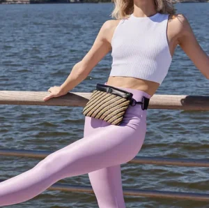 Think Royln Cross-Bodies | The Crossbody Bum Bag in Dune Raffia Diagonal Stripe