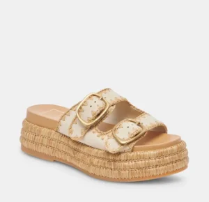 Dolce Vita Sandals | The Dual Buckle Sandal With Crochet Trim in Sand