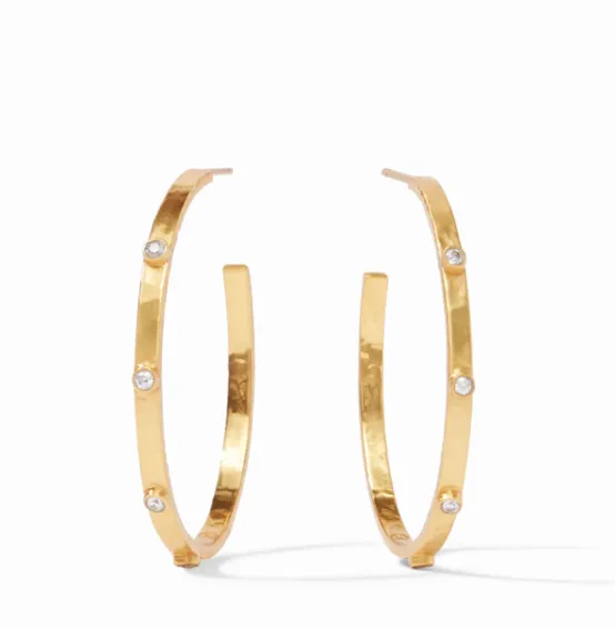 Julie Vos Earrings | Accessories | The Large Crescent Stone Hoop in Gold CZ