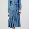 current air Dresses & Skirts | The Long Sleeve Button Front Midi Dress in