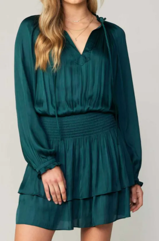 Current Air Dresses & Skirts | The Long Sleeve Mini Dress in Forest Green