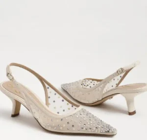 Sam Edelman Pumps | Event Shoes | The Mesh Sling Back Pointed Pump in Ivory