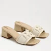 Sam Edelman Sandals | The Raffia & Leather Signature Block Heel Slide in