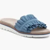 Ara Sandals | The Ruffle Comfort Slide Sandal in Cool Blue