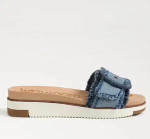 Sam Edelman Sandals | The Sport Slide with Buckle in Faded Denim